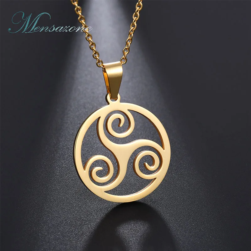 

MENSAZONE Stainless Steel Triskelion Triskele Round Pendant Necklace for Boy Friend Teen Wolf Jewelry Gifts