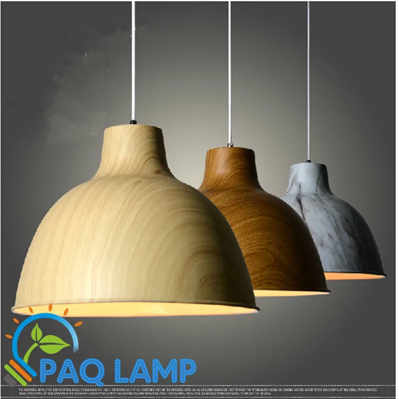 Modern  lamps pendant lights painted Wood grain and aluminum lamp  restaurant bar coffee dining room LED hanging light fixture