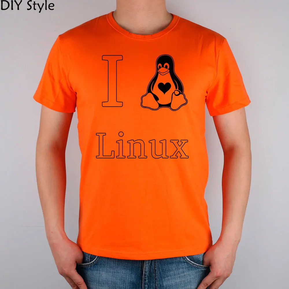 I LOVE LINUX интересные CODER футболки для программистов с короткими рукавами высокого качества Модная брендовая футболка - Цвет: Оранжевый