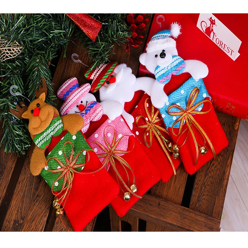 

1PCS Santa Claus Snowman Elk Gift Bag Christmas Knife And Fork Craft New Year Day Party Decoration Small Gifts