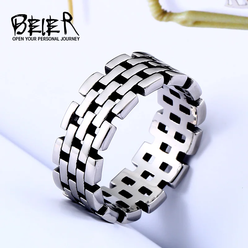 

BEIER party supplies Motorcycle Link Chain Rings Punk Rock Mens Boys Ring Vintage geometry Jewelry Birthday Gifts BR8-511