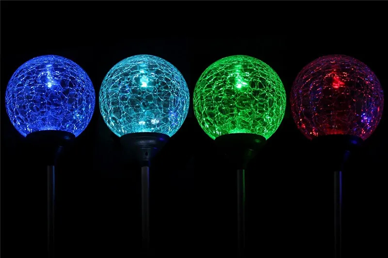 Luzes da Estaca Iluminação ao ar Globo de Vidro Mudando a Cor Lâmpada do Jardim Caixa Solar Jardim Livre Rachado Cristal Led Gramado Deco 2 Pçs - 5 China led lawn light Suppliers
