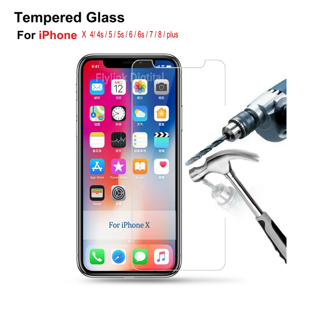 Защитное стекло на iphone 5S Защитная пленка для экрана из закаленного стекла чехол