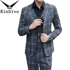 Latest Coat Pant Designs Classic Plaid Suit Luxury Men Wedding Suits For Men 3 Pieces Formal Tuxedos Party Business Men Suit Set