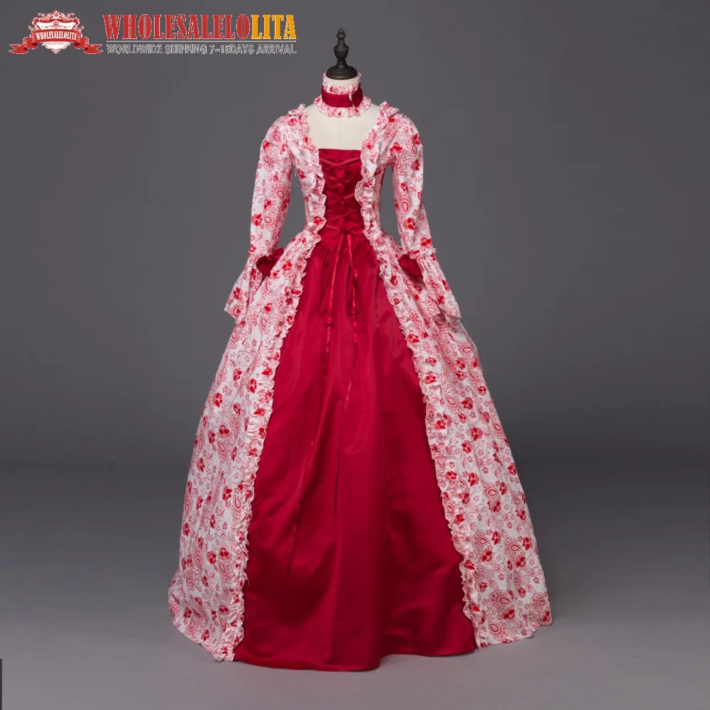 Top Sale Red Victorian Renaissance Fair Dress Ball Gown Queen Theatrical Costume Party Costumes Clothings