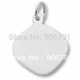 

100pcs a lot rhodium plated square disc charm jewelry