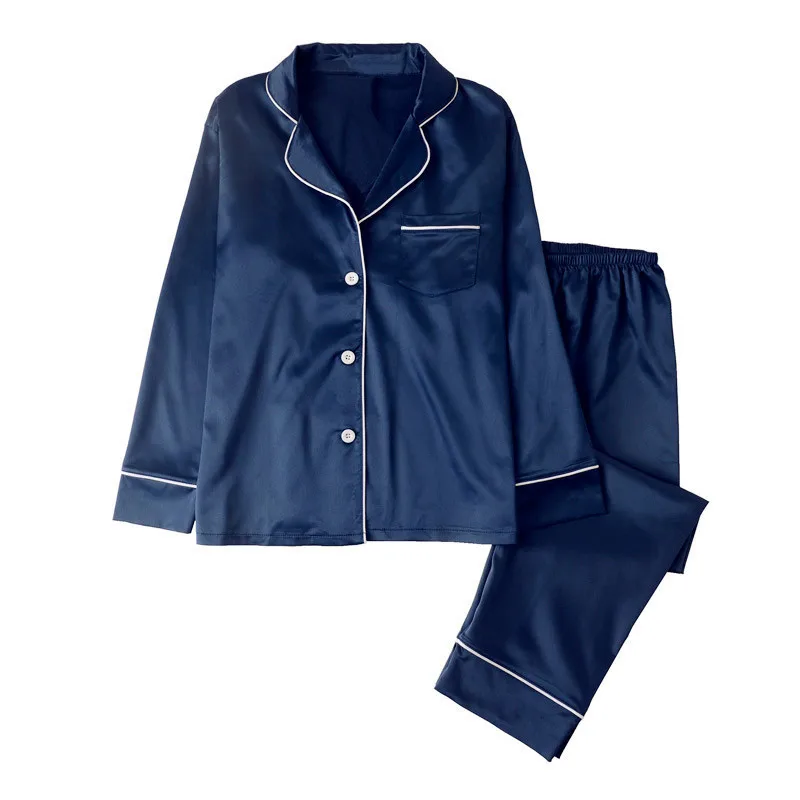 Seide Männer Pyjama Sätze Langen Ärmeln Nachtwäsche Männer Anzug Casual Pyjamas Solide herren Pyjamas Sets Sommer Seide Wie Schlafanzug männer