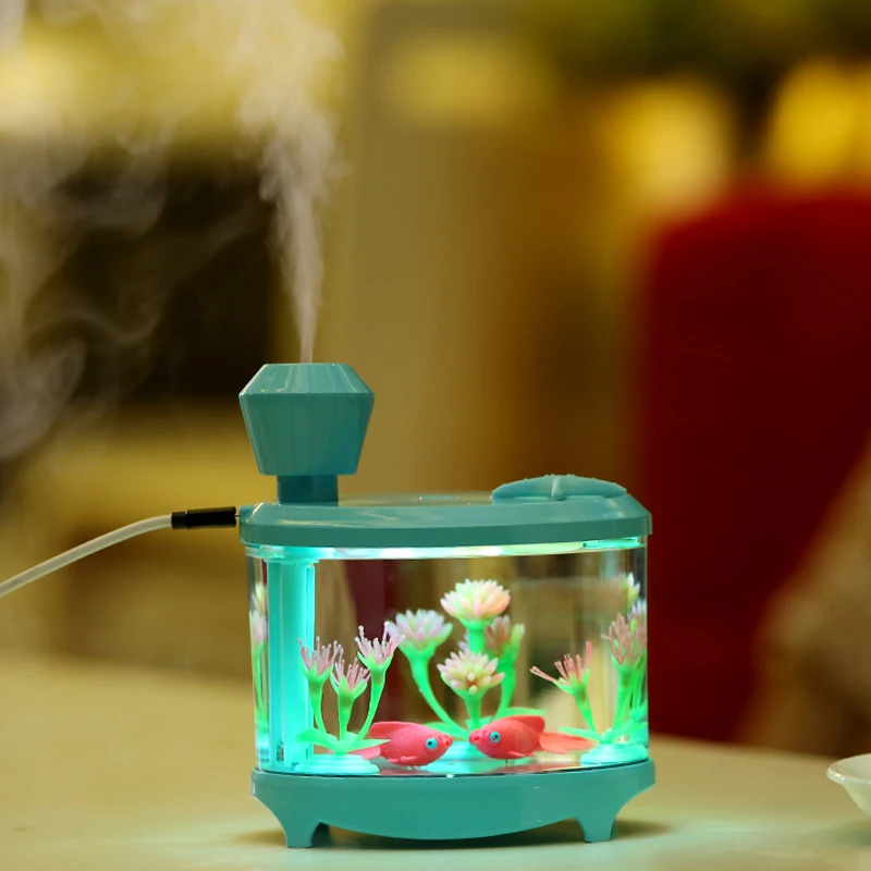 

DC5V 460ML Creative Fish Tank Humidifier Night Light Mini USB Air Diffuser Mist Maker Multifunction Aquarium Home Decor Lamp