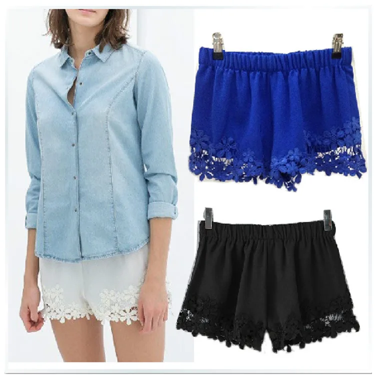 

2014 New Brand Designer Women Ladies' Elegent Black White Lace Decorative Sexy Short Spring Summer Clothing European Style A081