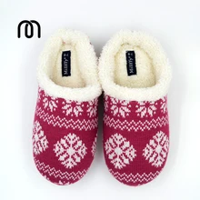 Millffy warm winter big size Nordic style Memory foam home stereo striped shoes Ladies Knit Sherpa Slippers