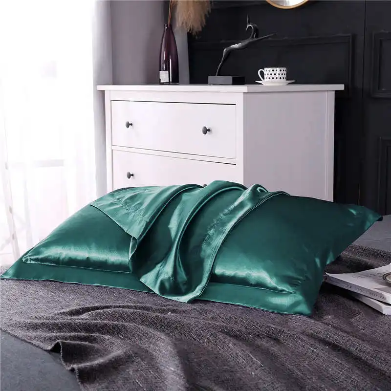 SlowDream Luxury White Nature Satin Silk Luxury Pillowcase Wholesale Queen King Silky Bed Pillow Case For Healthy Sleep - Цвет: 9