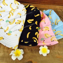 Шляпы с принтом рыбака, бананов, фруктов, ведра, Корейская Повседневная летняя Солнцезащитная шляпа с УФ-защитой для мужчин и женщин, модная кепка