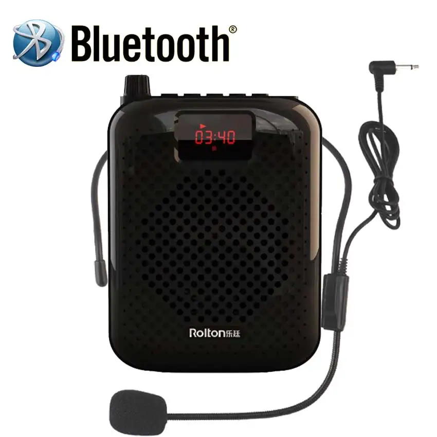 Rolton K500 Bluetooth громкий динамик микрофон голосовой усилитель для Мегафона динамик поддерживает fm-радио TFCard mp3-плеер - Цвет: Black