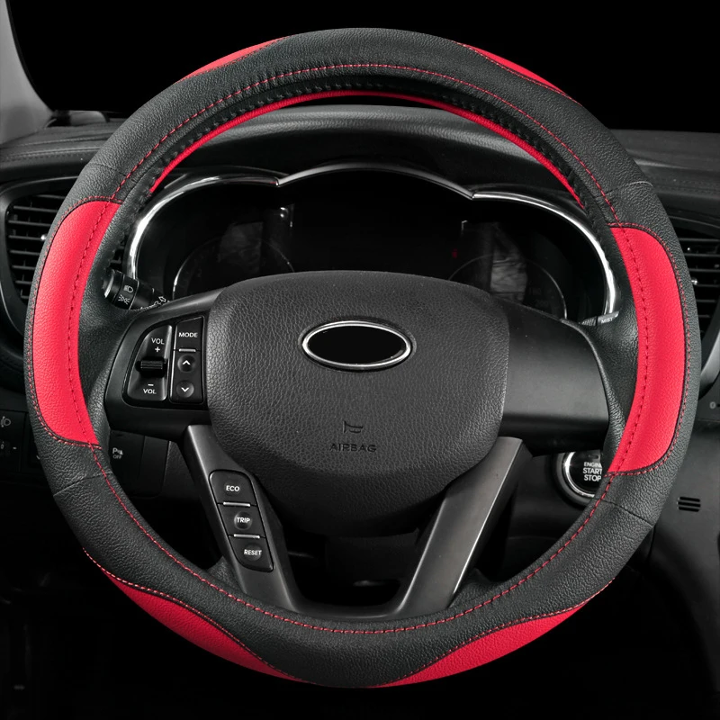 Image Universal 38cm PU Leather Car Steering Wheel Cover for Ford focus 2 3 BMW e46 e39 Volkswagen Toyota Chevrolet cruze Opel