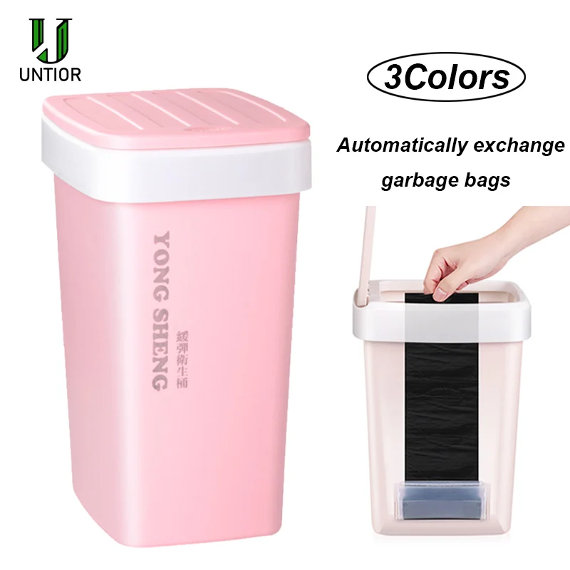 

UNTIOR 9L/12L Plastic Trash Can Creative Automatic Change Garbage Bag Waste Bin Dustbin For Kitchen Bathroom Office Trash Bin