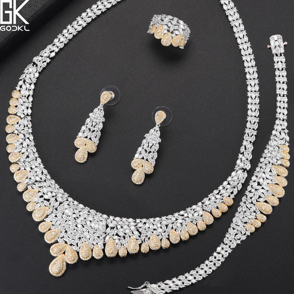 

GODKI NEW Luxury 4PCS African Jewelry Sets For Women Wedding AAA Cubic Zirconia Crystal CZ Engagement DUBAI Bridal Jewelry Sets