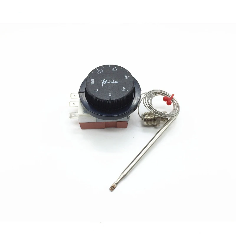 

30-150 Degrees Celsius Korea Rainbow Capillary Thermostat - 3 Pins Adjustable Temperature Control Switch with Nut TS-150SR-C