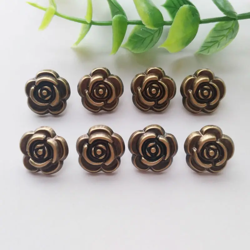 30pcs/lot Rose Flower Buttons Sewing-On One-Hole Resin Buttons For Clothes Bag Fashion Craft DIY Decoration Beautiful 15mm