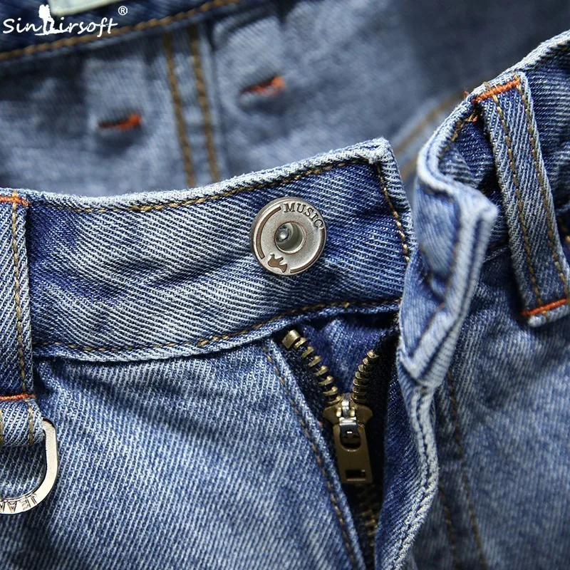 2019 Summer Men's Jeans Cotton Broken Copper Shorts Stretch Casual Large Size Denim Shorts 28-36 Blue Floor Exposed Ankle Shorts