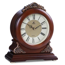 POWER Brand High-end Solid Wood Desk Clock Silent Quartz Movement Table Clock Crystal Masa Saati Saat Hourly Chiming