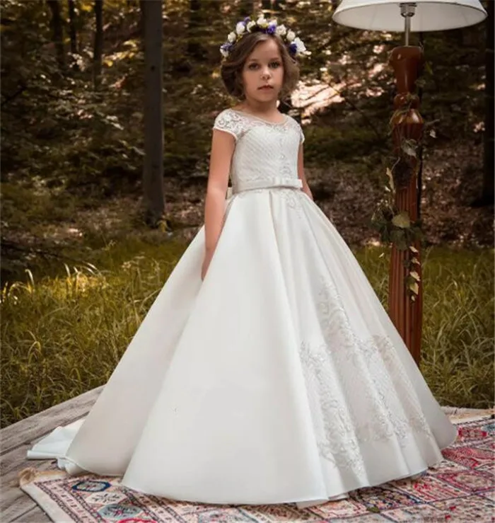White Ivory High Quality Flower Girl Dresses For Weddings Sequined Lace