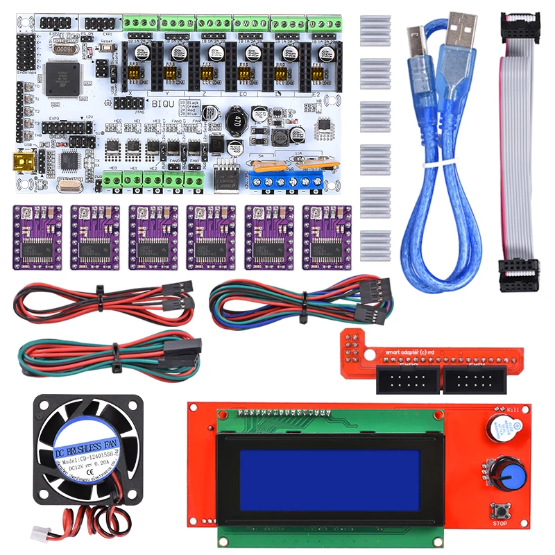 

Reprap Rumba Mainboard Kit DIY+2004 LCD Display+ DRV8825/A4988 Stepper Motor Driver+ Cooling Fan+Jumper Wire Rumba Control Board