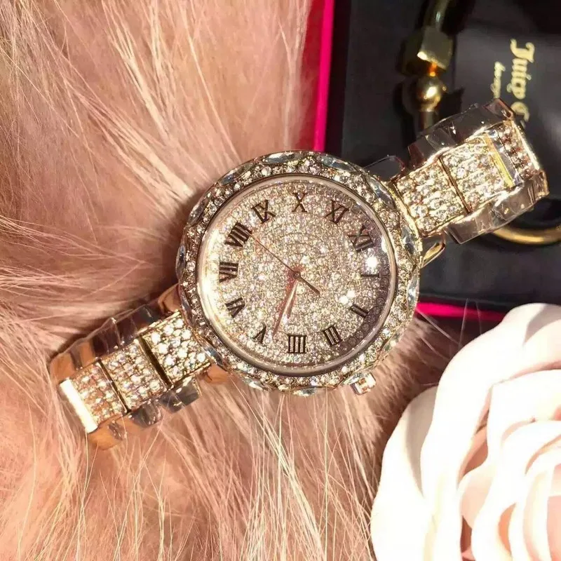 Famous Brand Full Diamond Luxury Women Watch Lady Dress Watch Rhinestone Bling Crystal Bangle Watches Female