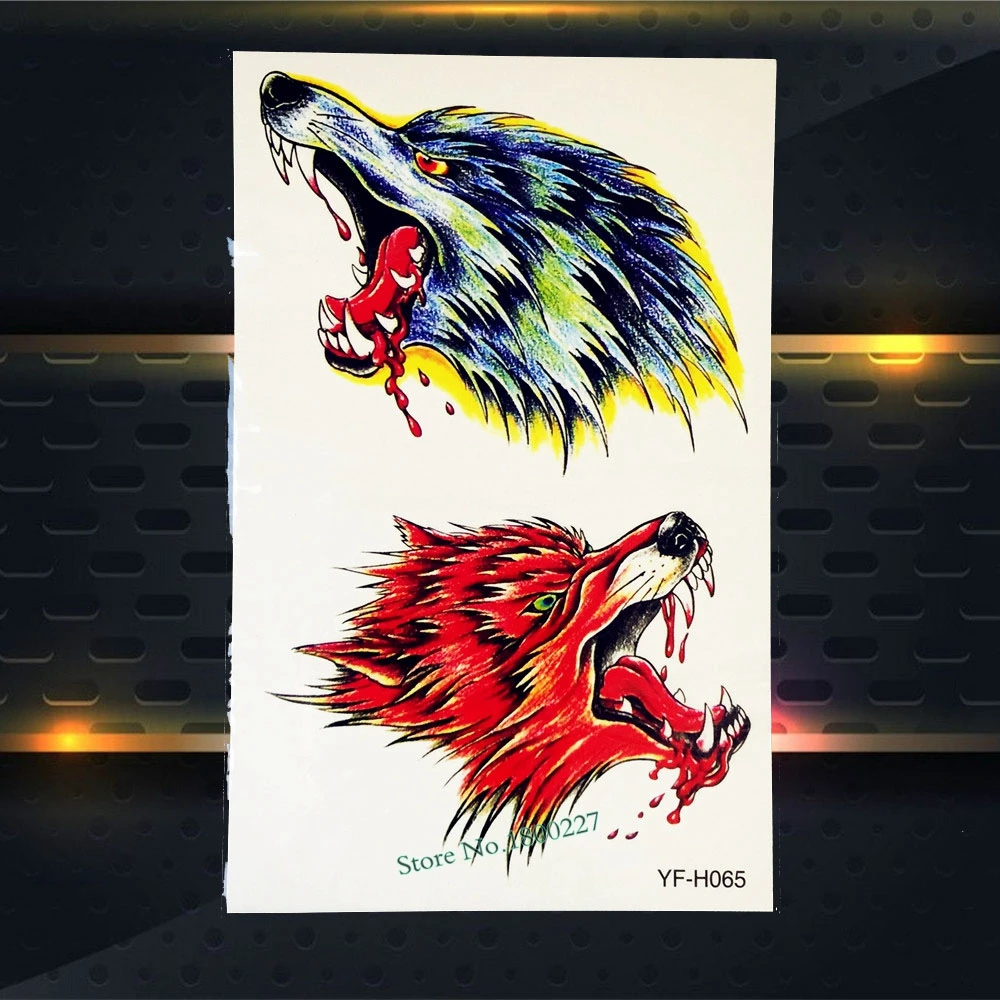 

1PC Large Fierce Animal Style Body Art Temporary Tattoo Roaring Wolf Design Waterproof Tattoo Sticker For Men Fake Arm Leg Tatoo