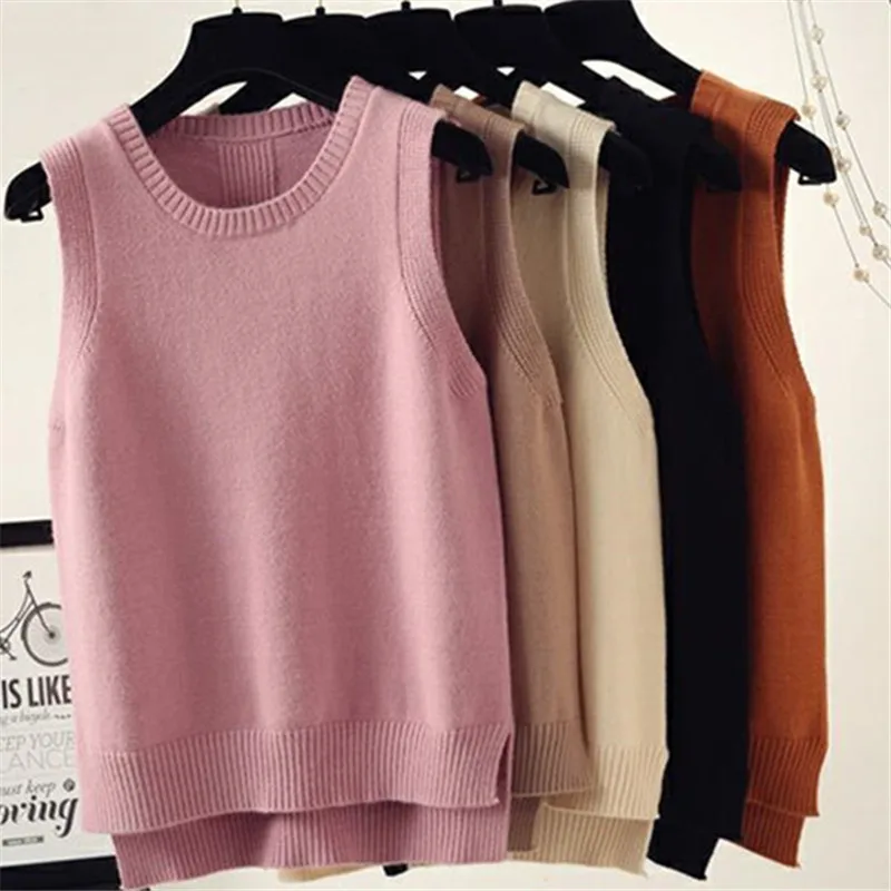 

2019 Autumn Winter Jacket Women Warm Pullovers Vests Sleeveless O Neck Knitted Vest Femme Elegant Casual Sweater Vest Q448