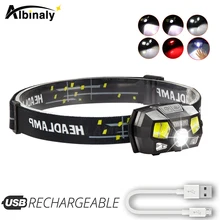 Супер яркий светодиодный налобный фонарь встроенный Индуктивный датчик USB Перезаряжаемый 6 режимов освещения светодиодный налобный фонарь для бега, рыбалки и т. д