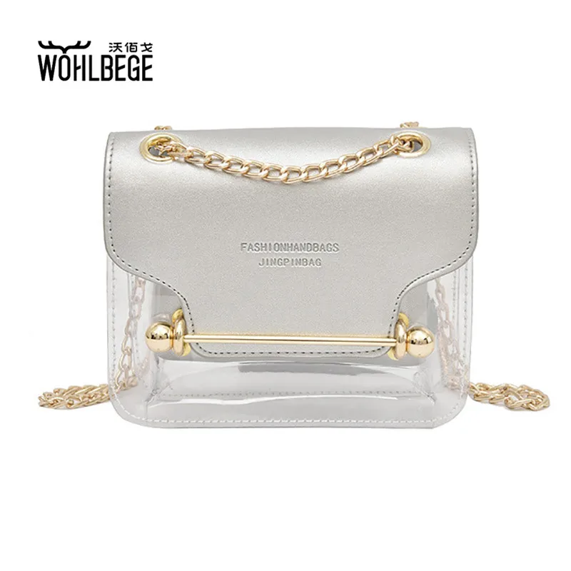 

Girl Crossbody 2019 Summer New Transparent Plastic Ladies Jelly Pack Exquisite Door Lock Chain Shoulder Bag