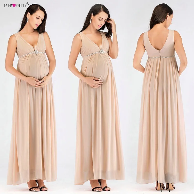 

Ever Pretty Pregnant Evening Dresses Long Sexy V Neck Empire Waist Formal Gowns Blush Abendkleider 2018 Hot Sale Robe De Soiree