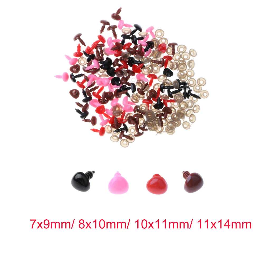 100-piece Mix Colored Plastic Screw Safety Nose for Bear Doll Stuffed Toy Animal Doll Amateur DIY Doll Manufacture Craft