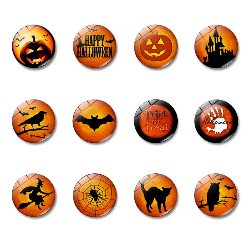 

Happy Halloween Halloween Series Glass Fridge Sticker Round 25MM Refrigerator Sticker Fridge Child Message Clip Home Decor 6.17