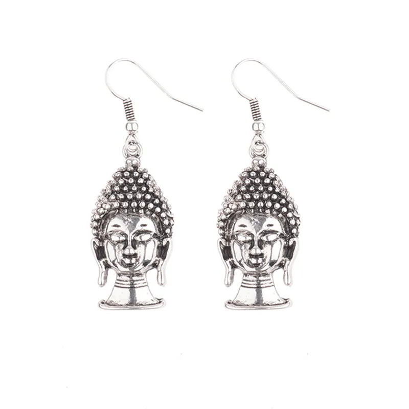 New Arrival 2017 Silver/Gold Buddha Dangle Earrings Women Fashion India/Thailand Buddha Earrings HQE275 - Image 3