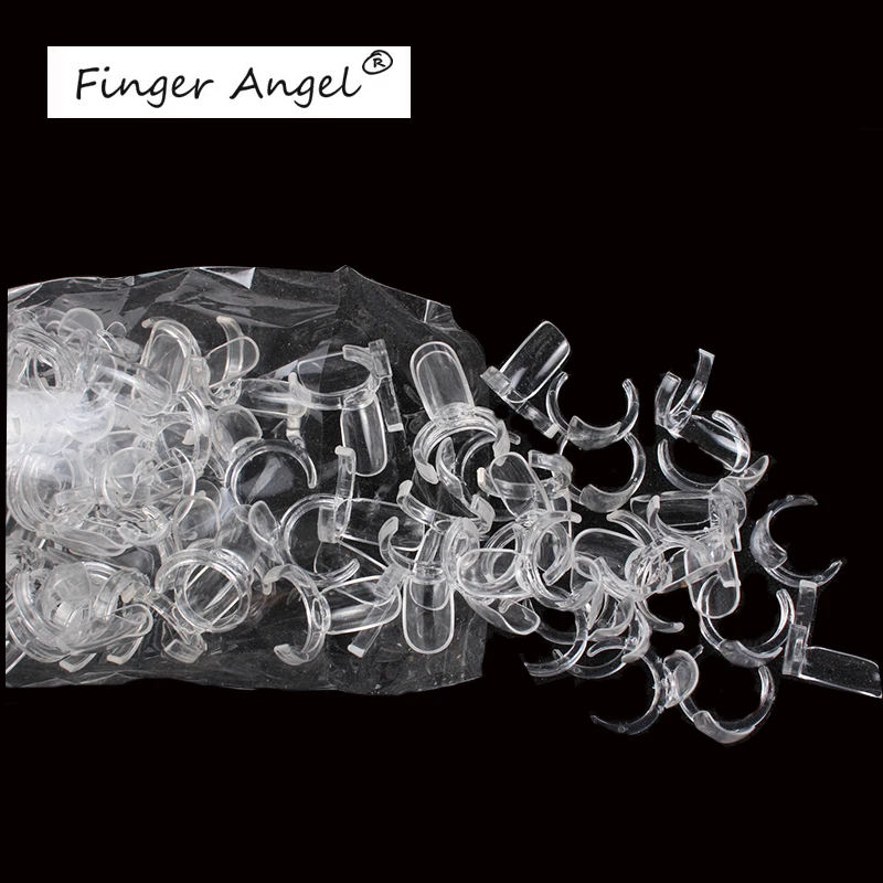 

Finger Angle 100Pcs Transparent Color Ring Style False Nail Tips Artificial Fake Nails Art Acrylic Manicure Tools JT002