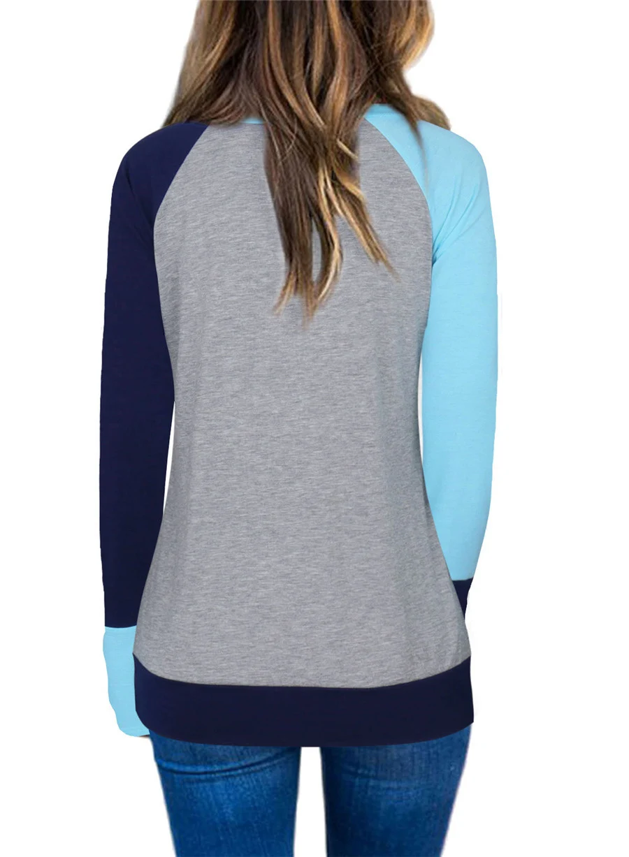 Gladiolus Hot Fashion Patchwork T Shirt Women 2018 Long Sleeve O-Neck Pocket Style Women Tops T-shirt Autumn Ladies Tee Shirts  (16)