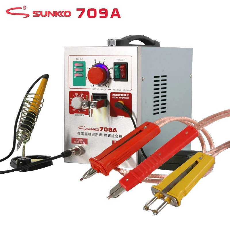 

SUNKKO 709A Spot Welder 1.9KW High Power Precision Pulse Battery Spot Welding Machine T12 Soldering Iron For 18650 Battery Packs