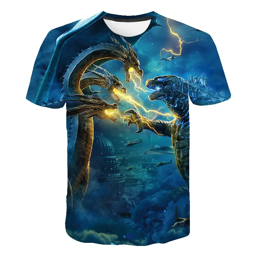 

Original godzilla movie peripheral monster king brand animation peripheral large size men's T-shirt souvenir shirt