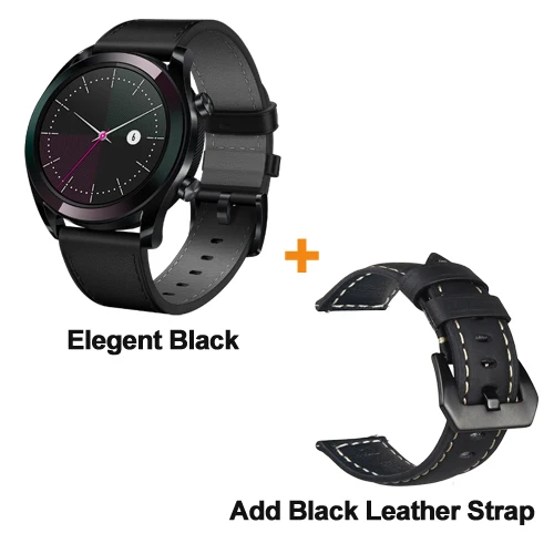 E Black with BK Band Huawei Watch GT в режиме реального времени Heartrate мониторинг AMOLED сенсорный экран 5ATM Профессиональные Водонепроницаемые BLuetooth 4,2 спортивные умные часы - Цвет: E Black with BK Band