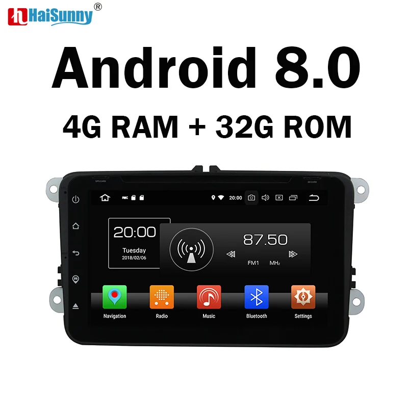 Haisunny 4G Оперативная память Android 8 0 автомобильный DVD для Volkswagen VW Passat B6 B7 Golf CC Magotan Octa