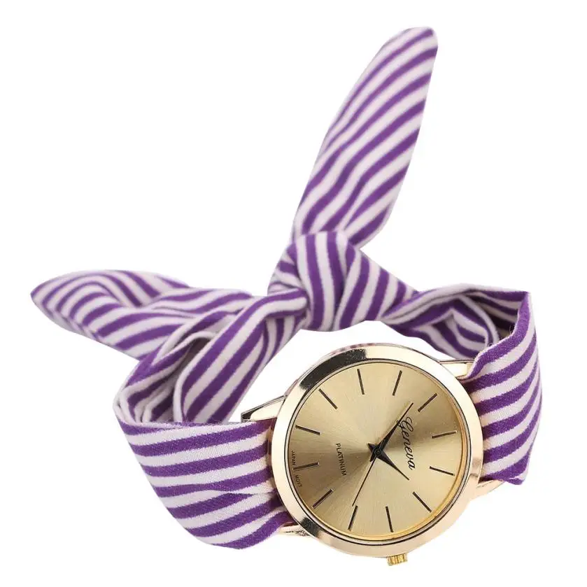Montre femme 2018 Простые повседневные женские полосатые Цветочные тканевые кварцевые