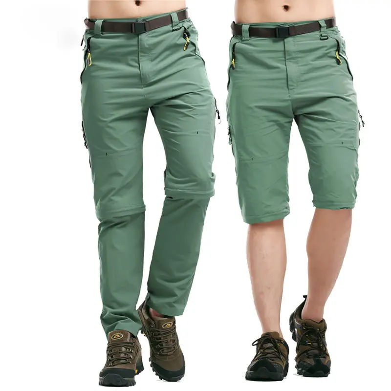 5XL de verano hombre rápido seco extraíble Pantalones de deporte al aire libre impermeable pantalones de Trekking senderismo delgada hombre pesca pantalones VA025