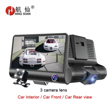 HANGXIAN Car DVR 3 Cameras Lens 4.0 Inch Dash Camera Dual Lens With Rearview Camera Video Recorder Auto Registrator Dvr Dash Cam