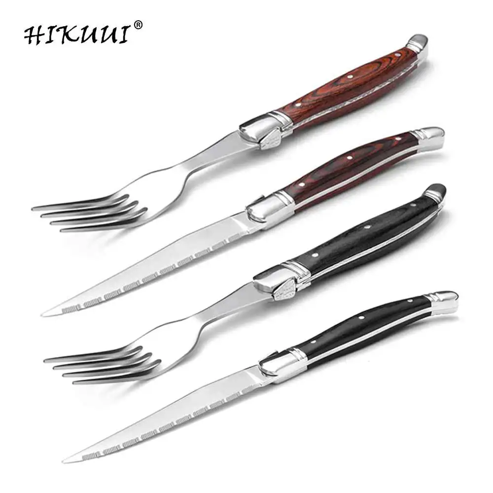 Us 17 69 40 Off 2pcs Set Steak Knives Fork Wooden Handle Flatware Sets Stainless Steel Cutlery Wood Dinner Forks Laguiole Style In Us 17 69 40 Off 2pcs Set Steak Knives Fork Wooden Handle Flatware Sets Stainless Steel Cutlery Wood Dinner Forks Laguiole Style In