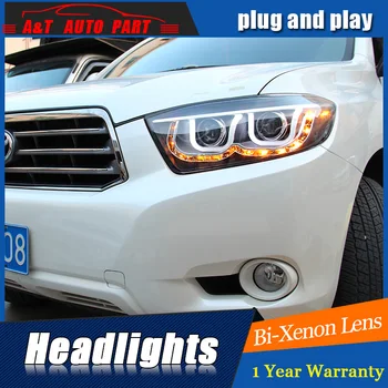 

Car Styling For TOYOTA Highlander headlight For Highlander LED head lamp Angel eye led DRL front light Bi-Xenon Lens xenon