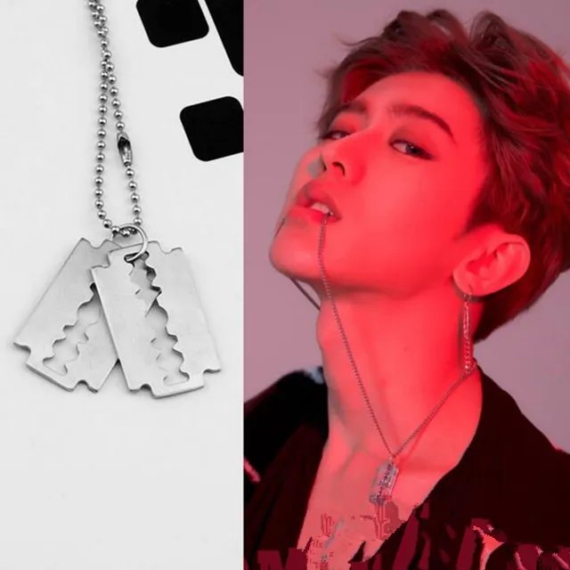 Disc 2018 Hot Creative Men's Stainless Steel Razor Charm Pendant Korea Pop Singer BTS Ball Blade Chain Necklace Fashion Jewelry 