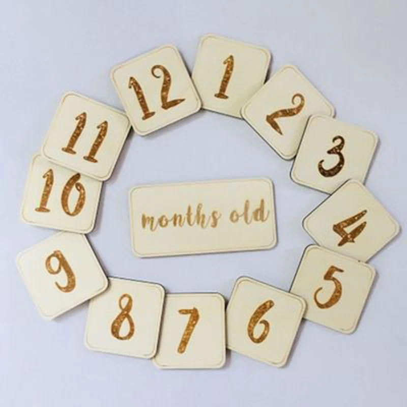 

Wooden Newborns Photography Props Accessories Baby Birthday Memorial Milestone Card Photo Shoot Photographyprops Nordic Style