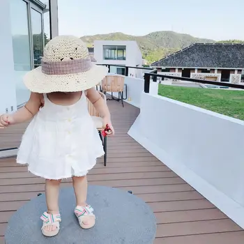 

Korean Baby Girls Strap Shirt Summer New Kids Fringed Suspenders Baby Shirts Cute Veiled Girls Top Suspender Toddler Blouse 3-8Y
