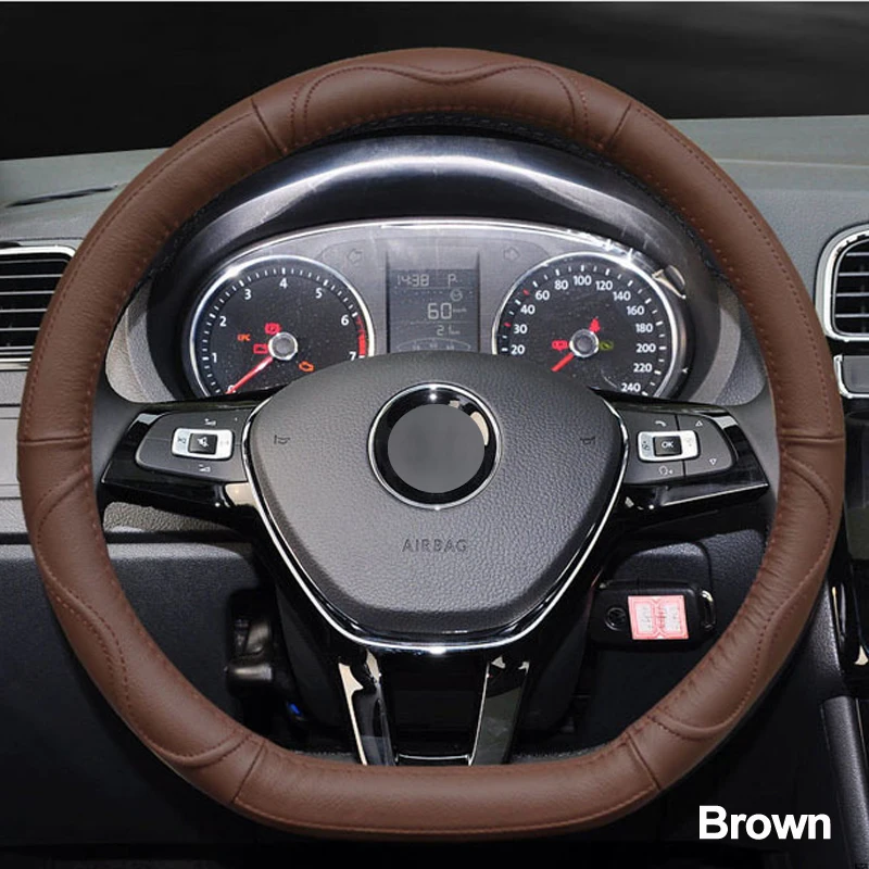 Кожаный чехол HuiER для Volkswagen VW Golf R Alltrack Passat jetta Audi TT Citroen Peugeot Geely|car steering wheel cover|steering